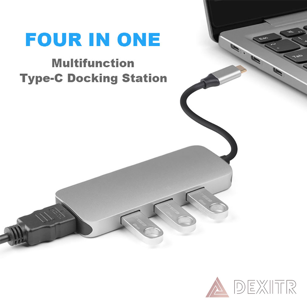 USB C Docking Station USB-C Laptop Hub 4 in 1 Type C Expand Display Dock Adapter Compatible for MacBook and Windows 87W Power Delivery 4K HDMI VGA PD3.0 Gigabit Ethernet USB Ports Chromebook Matebook