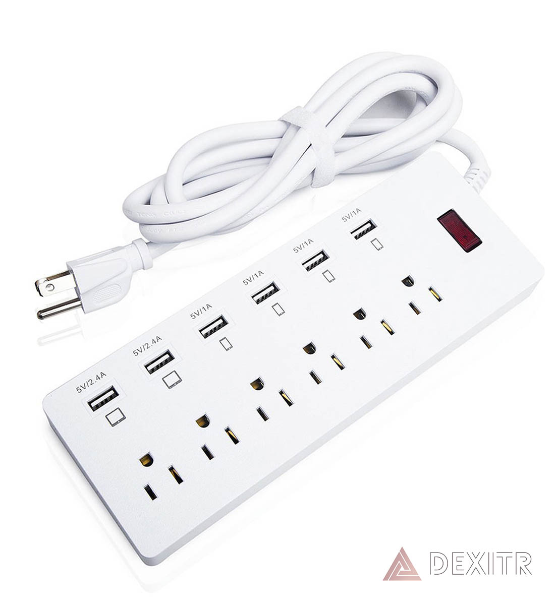 Power Strip Surge Protector with 6 USB Charging Ports and 6 Outlets 6ft Heavy Duty Extension Cord 1625W/13A Multiplug for Multiple Devices Smartphone Tablet Laptop Computer White