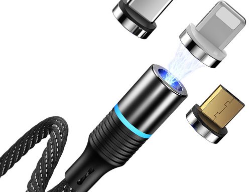 Magnetic Phone Charger Cable 3 in 1 Nylon Braided USB Fast Charging Cord Durable Easy-Use LED Light Compatible Lightning Micro USB Type C Smartphone Tablet and Other Devices